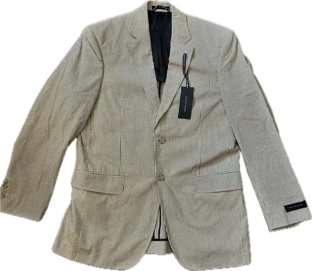 Tommy Hilfiger Men's NWT Striped Seersucker Two-Button Sport Coat Classic Preppy